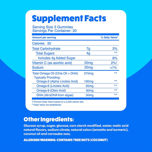 Feel Great Omega & DHA Gummies for Adults Plant Based Omega 3 Fish Oil Alternative | Vegetarian | Vitamin C, Chia, and Omega3, Supports Brain, Imm...