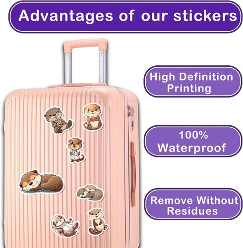 Pack 50 PCS Otter Stickers Cute Bank Beaver Animal Vinyl Decals Waterproof Label Decoration Water Bottles Bumpers Skateboard Guitar Phone Case Ite...
