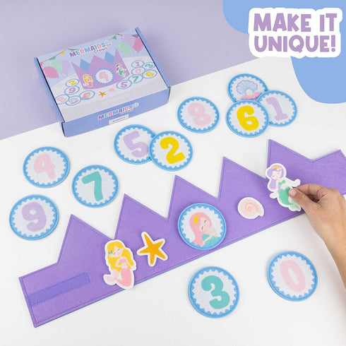 BONNYCO Mermaid Birthday Crown with Interchangeable Numbers from 0 to 9 & Themed Figures First Birthday Gifts for Girls, Birthday Hat, 1st Birthda...