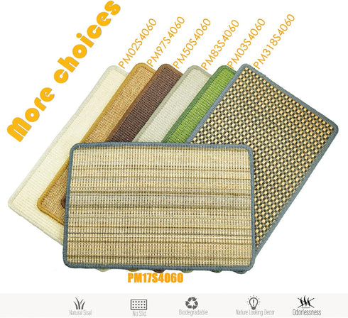 Cat Scratching Pad, 23.6 x 15.7inch Sisal Cat Scratch Mat with Velcro Tapes,Stick on Floor Scratch Pad for Cat Wall Scratcher,Horizontal Cat Scrat...