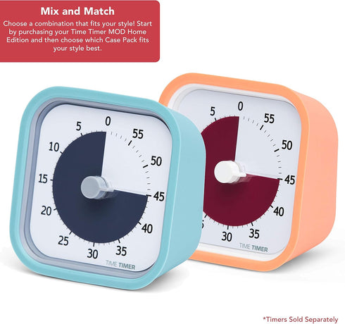 TIME TIMER Home MOD Color Cases - for Classroom Learning, Homeschool Study Tool, Student Desk Clock and Office Meetings with Silent Operation (2-P...