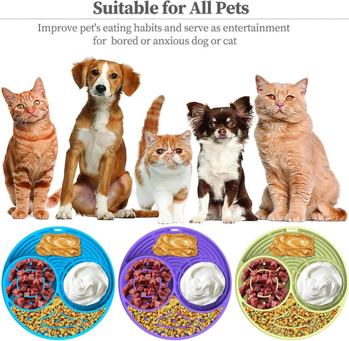 Lick Mat for Dog and Cat Slow Feeder Bowl Licking Pad with Suction Cups Heavy Duty Puzzle Food Treat Toy for Dog Anxiety Relief Cat Boredom Reduce...