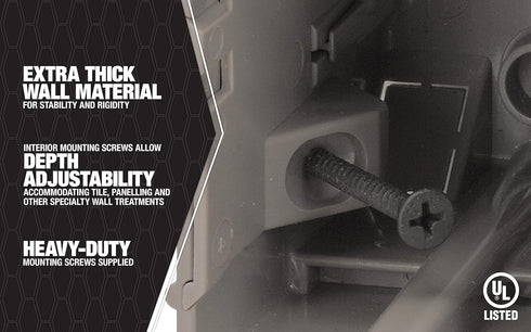 Southwire MSBMMT1G One Device Adjustable Depth, Heavy Duty 42lb Screws Included 1-Gang Multi-Mount Electrical Box, Gray...