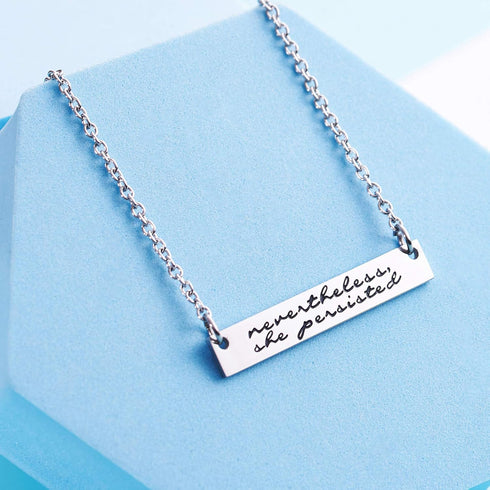 LParkin Nevertheless She Persisted Feminism Feminist Pantsuit Nation Solidarity Unity Political Affirmation Necklace (Bar-Necklace)...