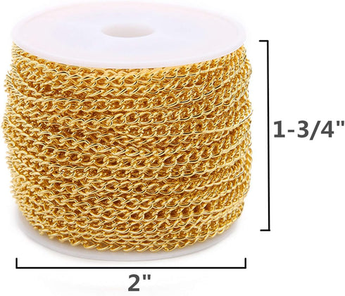 SWTOOL 60 Feets /20 Yards Metal Gold Link Chains, Iron Bulk Curb Chain for DIY Craft Jewelry Chain Making, 2 Rolls x 10 Yards (Gold)...