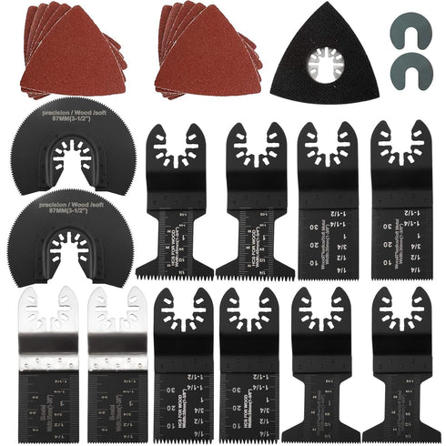 23 PCS Metal Wood Oscillating Multitool Saw Blades, Fit Porter Cable, Black & Decker, Craftsman, Ridgid, Ryobi, Milwaukee, Dewalt, Rockwell Chicag...
