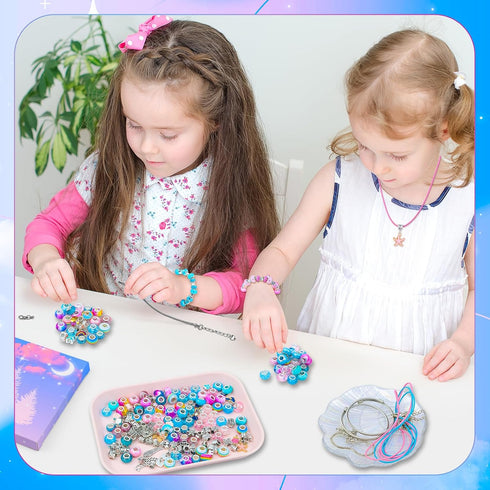 LUDUKOO Bracelet Making Kit for Girls, 134 Pcs Charm Bracelet Making Kit with Beads Bracelet Necklace Making Kit Grafts for Girls Ages 6-8 Birthda...