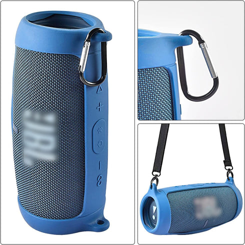 Silicone Case Cover for JBL Charge 5 Waterproof Portable Bluetooth Speaker, Travel Carrying Protective Gel Soft Skin, Waterproof Rubber Pouch with...