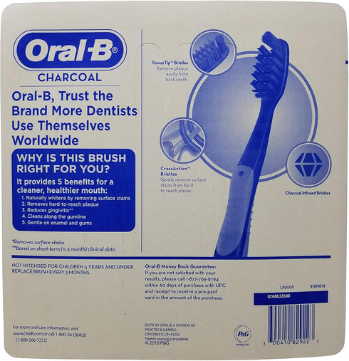 Oral-B Charcoal Toothbrush, Soft (Pack of 6)...