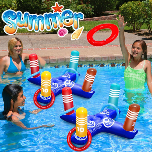 2 Pack Pool Toys Game Set with 8 Rings Pool Games for Kids Adult Inflatable Pool Ring Toss Pool Toys for Kids Teen Multiplayer Floating Swimming P...