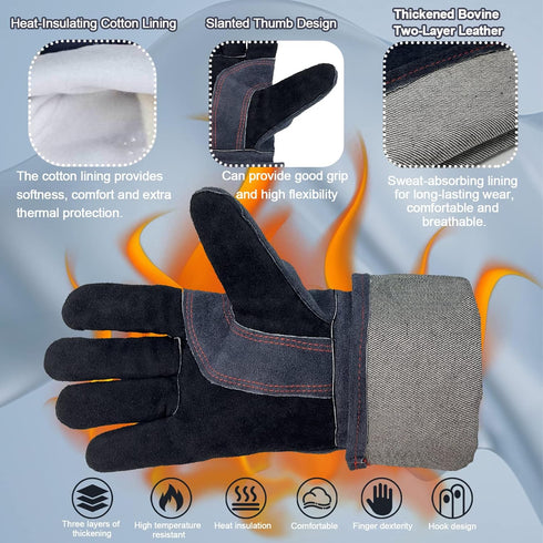 Animal Handling Gloves,Snake Handling Gloves Bite Proof,Reinforced Leather,Multipurpose Pet Glove for Cat Bird Snake Parrot Lizard Wild Animals Re...