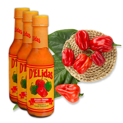 D'ELidas Habanero Hot Sauce, Natural Habanero Pepper Hot Sauce, Chombo Picante Sauce #1 in Panama, Non-GMO, Keto Friendly Food Habanero Sauce, 5 F...