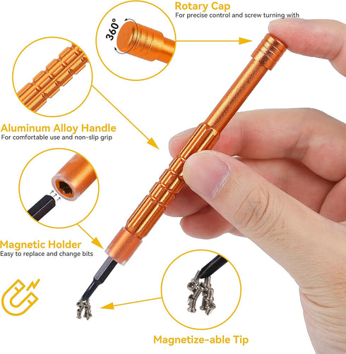 Upgraded All-in-One Magnetic Eyeglass Repair kit with Magnifying Glass, Repair Tool Kit with 12 interchangeable Screwdriver Bits, Nose Pads, Screw...