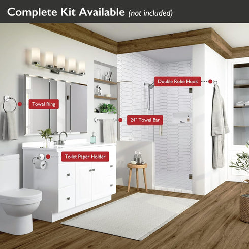 Design House Accessories Bathroom Hardware, Robe Hook, Polished Chrome and White...