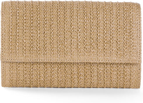 Straw Shoulder Crossbody Bag, Chain Evening Purse Envelope Clutch Handbag Summer Beach Bag...
