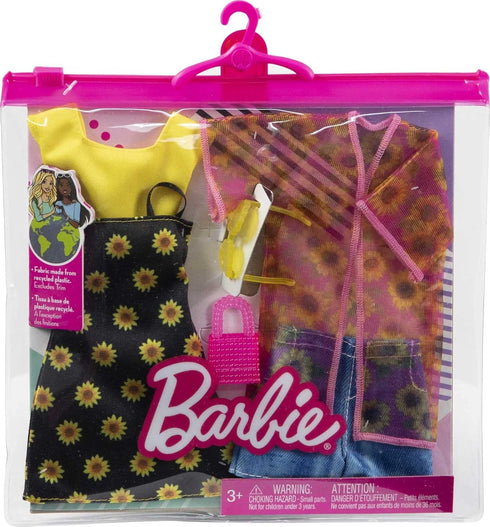 Barbie Fashions 2-Pack Clothing Set, 2 Outfits Doll Include Shirt, Shorts & Kimono, Sleeveless Sunflower Dress & 2 Accessories...
