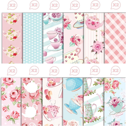 VIVIQUEN 24 Sheets Girl's Pink Tea Forum Double-Sided Scrapbook Paper 30x30cm Flower Craft Paper Folded Flat for DIY Decorative Background Card Ma...