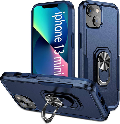 for iPhone 13 Mini Case for 13 Mini,with 360° Rotatable Ring Magnetic Ring Holder,Drop Resistant, Heavy Duty Shockproof Case,for 13 Mini Case, Blu...