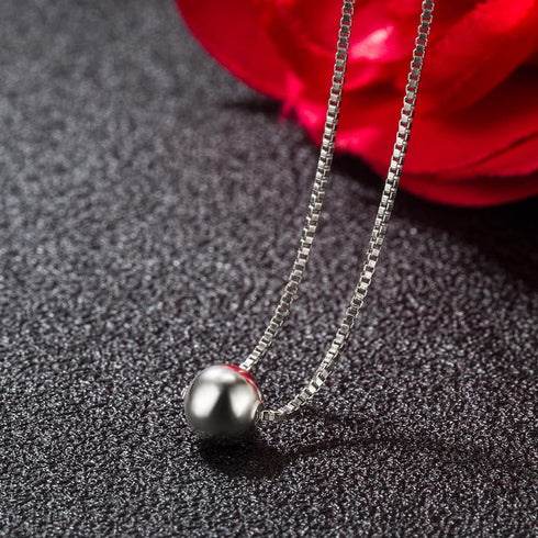 Classic Sterling Silver Ball Necklace For Women Fashion Bead Pendant Choker Solid 925 Silver Chain 16 "+2 "Adjustable Fine Jewelry Gift...