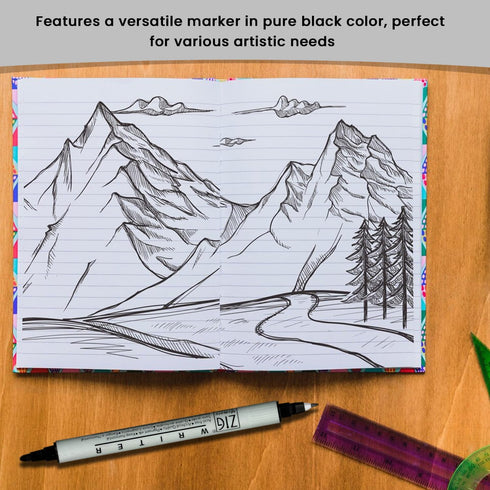 ZIG Memory System Writer Marker 010 Pure Black | Dual-Tip (0.5mm & 1.2mm) for Scrapbooking, Journaling, and Cardmaking | Acid-Free and Fade-Proof ...