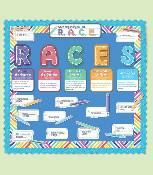 Carson Dellosa 37-Piece R.A.C.E. Writing Strategy Bulletin Board Sets for Classrooms, Alphabet Letters, Sentence Starters, Informational Charts, P...