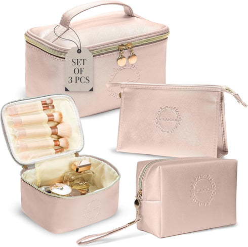 3 Pcs Cosmetic Bags For Women - Travel Toiletry Bag For Women - Aesthetic Makeup Bag Set - Waterproof Travel Cosmetic Bag Set - Multifunctional Ma...