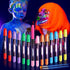 14 Pcs Glow in the Dark Face Paint, Creamify Black Light Neon Face & Body Paint, Halloween Masquerade Makeup Sticks, Fluorescent Crayons Kit for K...