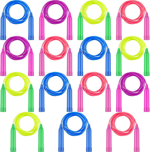 Elcoho 15 Pack Colorful Kids Jump Rope Set Adjustable Plastic Kids Jump Rope Skipping Rope Outdoor Jump Ropes Great Party Favor...