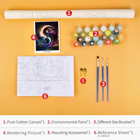 TUMOVO Paint by Numbers for Adults Beginner Natural Paint by Number Kits DIY Acrylic Painting for Adults Kids Paint by Number Yin Yang Symbol Abst...