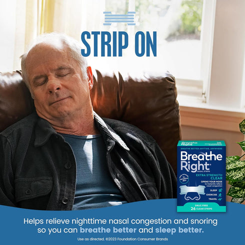Breathe Right Nasal Strips | Extra Strength | Clear Nasal Strips | For Sensitive Skin | Help Stop Snoring | Drug-Free Snoring Solution & Nasal Con...