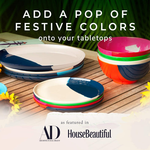 Melamine Side Plates Set of 4, Chip and Break-Resistant, Durable Salad Plates, Kid-Friendly Dessert Plates for Indoor and Outdoor, Dishwasher Safe...