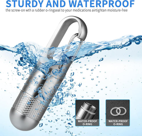 Small Titanium Pill Case,TISUR Keychain Pill Holder Travel Pill Box Container,Portable Pill Organizer Waterproof Metal Pill Case Bottle (Gray Tita...