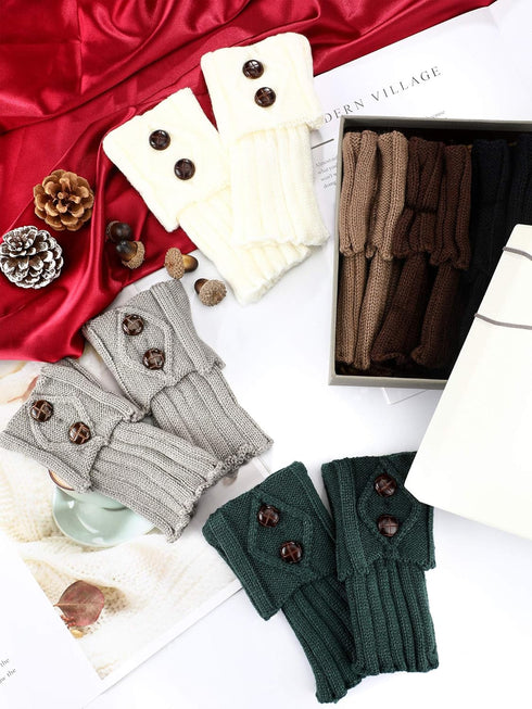 SATINIOR 6 Pairs Women Winter Boot Cuffs Socks Cable Knitted Cuffs Socks Short Knitted Leg Warmers Button Boot Toppers...