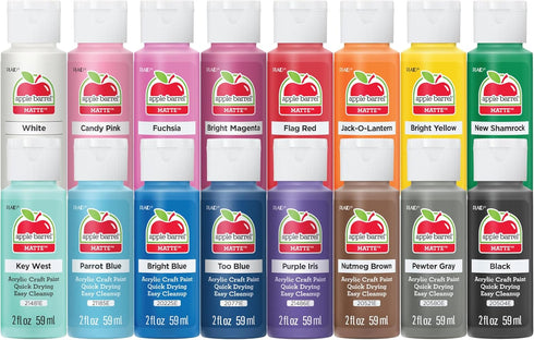 Apple Barrel, Vibrant Spectrum Collection Acrylic Craft Paint, PROMOABIII, 2 fl oz each, 16 assorted matte colors, 16 count...