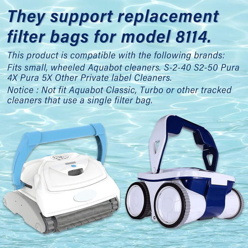 ???????? ?????????????? Pool Cleaner Fine Filter Bag Replacement for Aquabot/Aqua Filter Bag Products 8114,Fits Pool Spa Part Small Wheeled Aquabo...