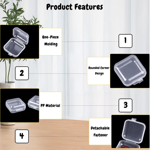 80 Pcs Mini Square Storage Containers and Organizer with Hinged Lid,Transparent Craft Supply Box for Earrings Chains Tiny Items Earplug...
