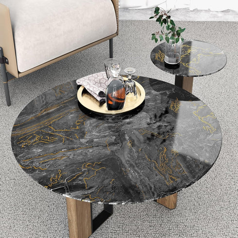 Black/Gold Marble Contact Paper for Countertops Slate Gold Marble Wallpaper Peel and Stick Glossy Waterproof Marble Wall Paper for Cabinets Shelf ...