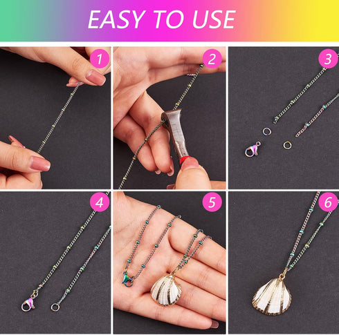 COGCHARGER 5M Stainless Steel Satellite Chains Rainbow Soldered Beads Chain DIY Chain Jewelry Set Making Kit for Jewelry Necklace Bracelet Earring...