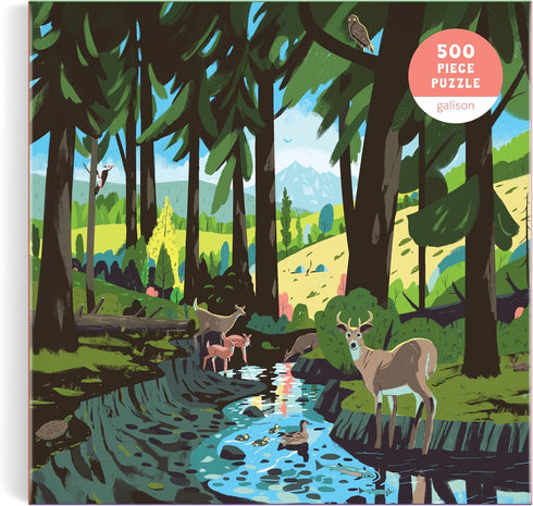 Galison Woodland Pass – 500 Piece Jigsaw Puzzle Featuring Beautiful Artwork of an Evergreen Scene of Woodlands and Wildlife...
