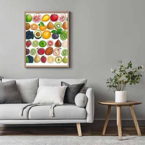 Posterizer 1 pcs-colorful healthy fruits retro drawing style design poster 3-Kitchen & Bar Art-Retro Art- Art for Cafe, Restaurant, Coffee Bar - u...