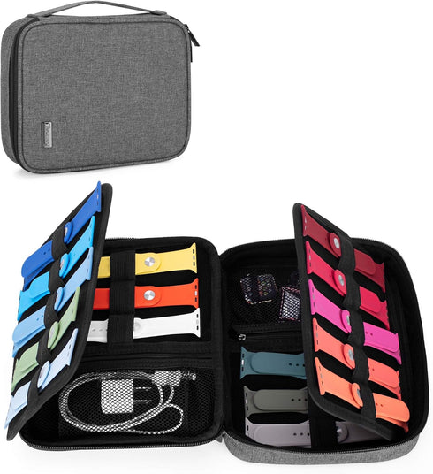 Teamoy Watch Storage Case for 26 Straps, Organizer Compatible with Apple Watch Bands and Other Accessories, Gray...