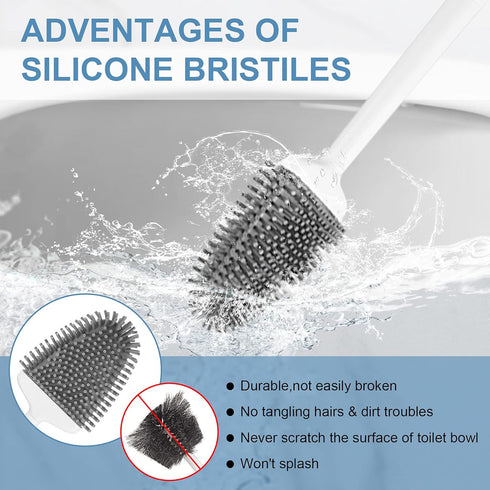 UBeesize Toilet Brush with Flexible Brush Head and Silicone Bristles, Quick Drying Holder Set for Bathroom, Compact Size, white. 15" X 4.5"...