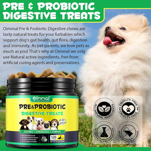 Probiotic Chews for Dogs (Duck 120PCS), Probiotics for Dogs with Digestive Enzymes, Dog Probiotics for Yeast, Itchy Skin, Anti Diarrhea, Gut Diges...