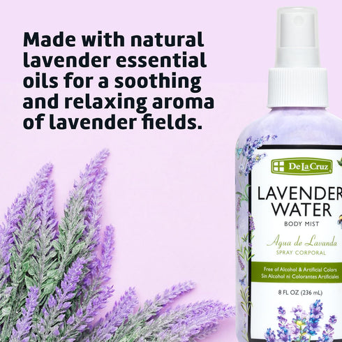 De La Cruz Lavender Water Body Mist - Lavender Spray body mist With Pure Lavender Essential Oil 8 fl oz (236 mL)...