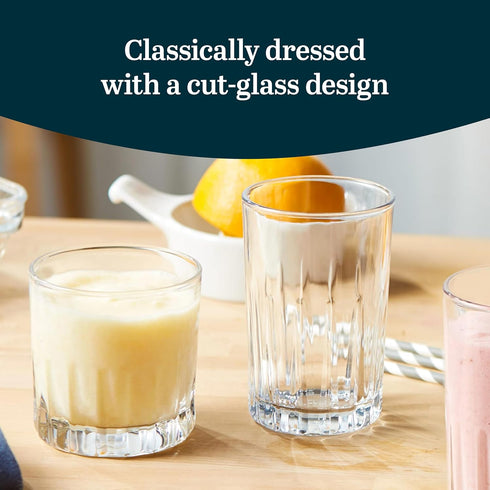 Libbey Brockton Tumbler, Juice and Rocks Glasses Set, Clear, Classic Cut Drinkware Set of 8, Elegant Dishwasher Safe Barware Glasses for Everyday ...