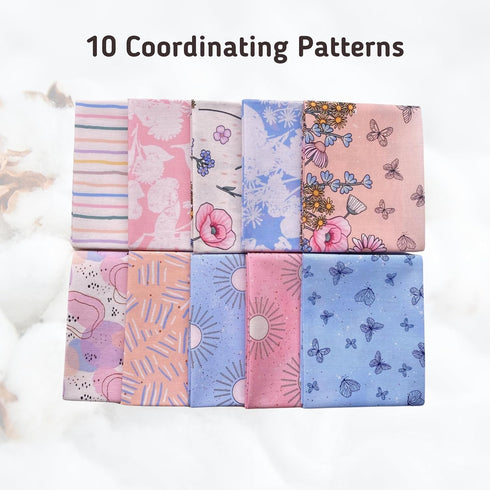 -10 Pieces 18"x21" Fat Quarters Fabric Bundles Pink, Spring Floral Cotton Fabric, Fabric for Crafts, Precut Squares for Sewing, Quilting, Patchwor...