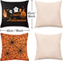 Whaline 4 Pieces Halloween Pillow Case, Orange and Black Pillow Cover, Happy Halloween Linen Sofa Bed Throw Cushion Cover Decoration (18" x 18")...