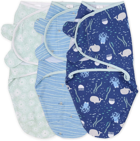 The Peanutshell Baby Swaddle Set for Boys or Girls - Unisex 3 Pack - Nautical Theme (Small/Medium - 0-3 Months)...