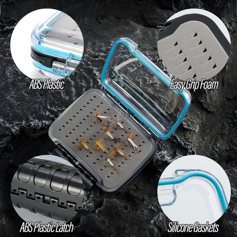 Dr.Fish Fly Fishing Box Flies Case Jig Box Waterproof Lightweight ABS Plastic Streamer Fly Box Double Sided Deep Slot Transparent Lid for Saltwate...