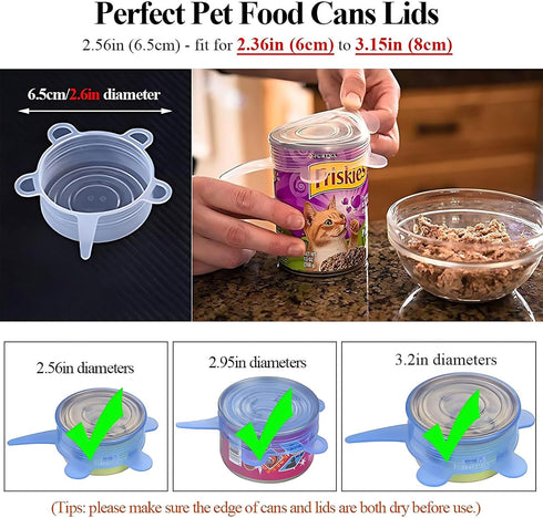 Adpartner Silicone Stretch Lids Pet Food Can Covers (10-Pack, 2.6in+3.74in), Reusable BPA-free Storage Covers for Soda/Beer Cans, Regular and Wide...